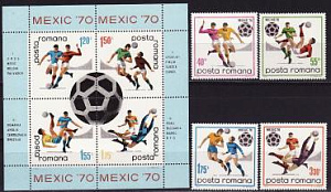 Румыния, 1970, ЧМ по футболу, 4 марки, блок